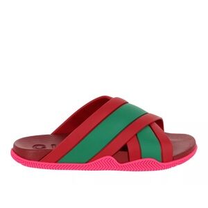 NWT GUCCI Womens Rubber Web Striped Sandals